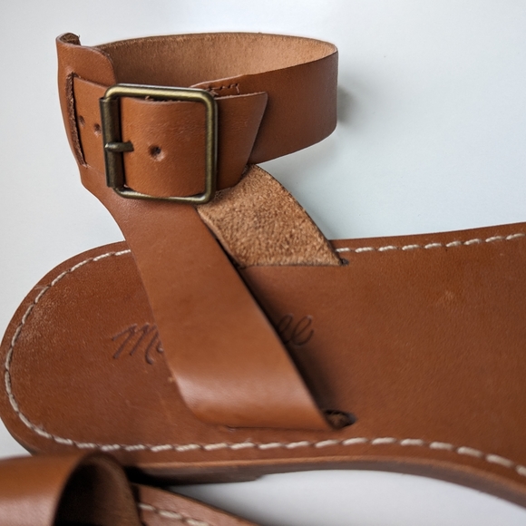 Madewell Size 7.5 Saddle Brown Boardwalk Ankle-Strap Leather Sandals - Picture 2 of 3